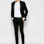skinny suits new design super skinny tuxedo suit jacket in black man suit custom made FAMQAXW