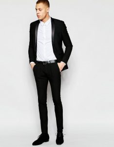 skinny suits new design super skinny tuxedo suit jacket in black man suit custom made FAMQAXW