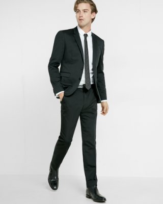 skinny suits skinny innovator black cotton sateen suit pant | express KMCAFAP