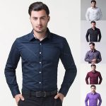 slim fit dress shirts image is loading fashion-men-formal-business-dress-shirts-long-sleeve- UUSQYWG