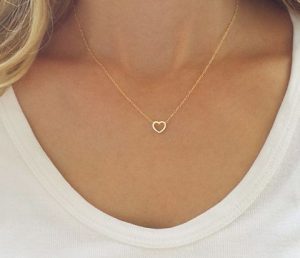 small necklaces gold heart necklace, small heart necklace, dainty gold necklace, heart  outline LTOCBPO