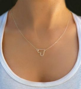 small necklaces tiny heart necklace - silver heart necklace - small sideways heart necklace BPLCHGJ