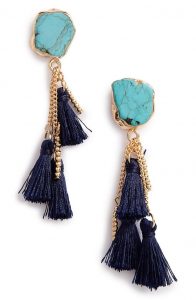 soft tassels dangle from eye-catching, marbled stone earrings in glinting  goldtone NUSLVVS