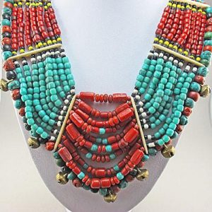 sold out · vintage ethnic jewellery 10 strands beads necklace KQWEXHQ