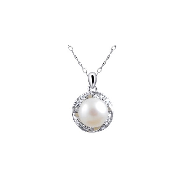 solitaire circle pearl pendant necklace for women on sale UPALCGF