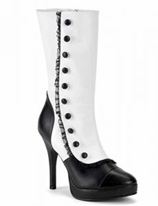 splendor 130 (6) blk/wht spats sexy victorian boots WNTLKQU