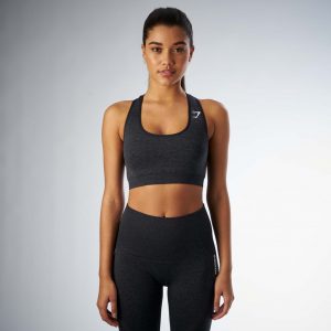 sports bras gymshark seamless sports bra - black marl ... XPYBNZZ