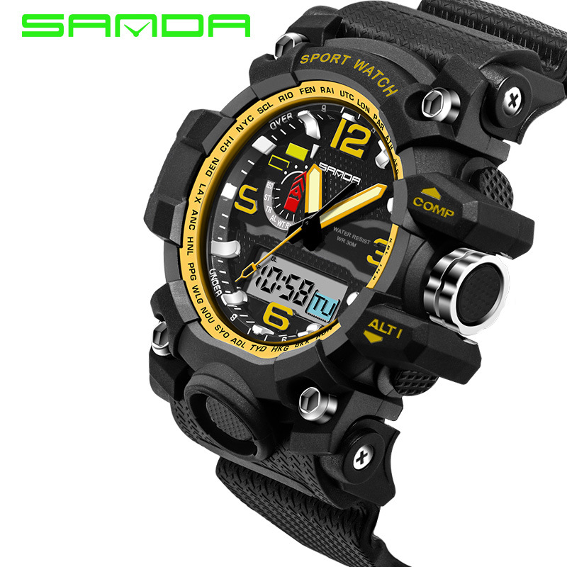 sports watches aliexpress.com : buy sanda 2017 men watches clock dual display shock RFRBVDE