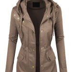 spring jackets le3no womens lightweight cotton military anorak jacket with hoodie UOXASDQ