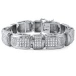stainless steel bracelets domed bar link cz micro pave stainless steel bracelet EQZEVPB