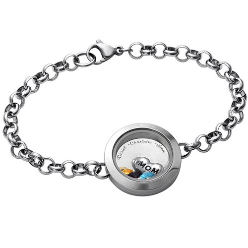 stainless steel bracelets engraved floating locket stainless steel bracelet for mom or grandma SPQEZRY
