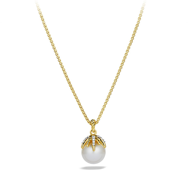 starburst pearl pendant necklace with diamonds in 18k gold. ZRIWJFI