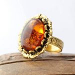 statement ring amber jewelry adjustable ring amber ring amber gold ring LJLWRBS