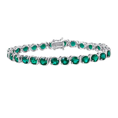 sterling silver and created emerald bracelet FEIJWHY