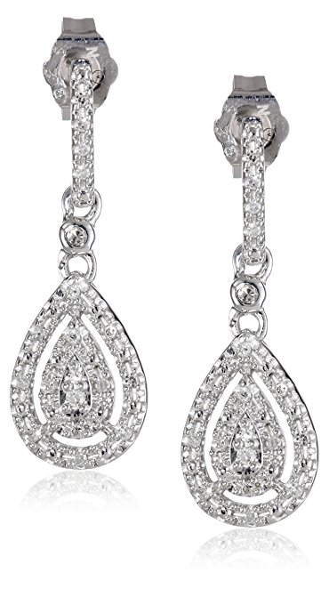 sterling silver and diamond drop earrings (0.14 cttw, i-j color, i2-i3 LQSDBQF