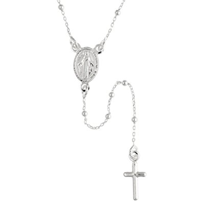 sterling silver baby rosary necklace dainty 1.8 mm beads handmade for women EZFJDTA