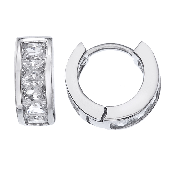 sterling silver cubic zirconia huggie earrings ZDQEBNK