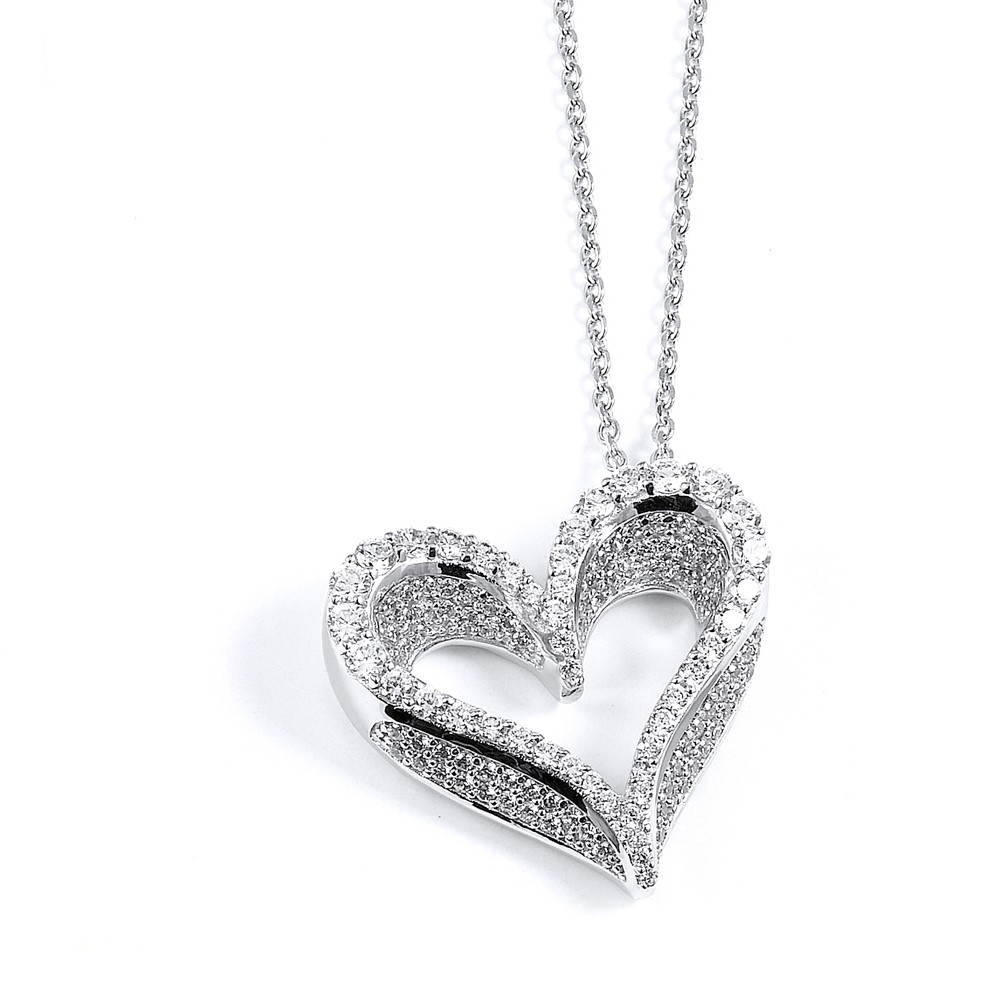 sterling silver heart necklace with cubic zirconia RSMDXHZ