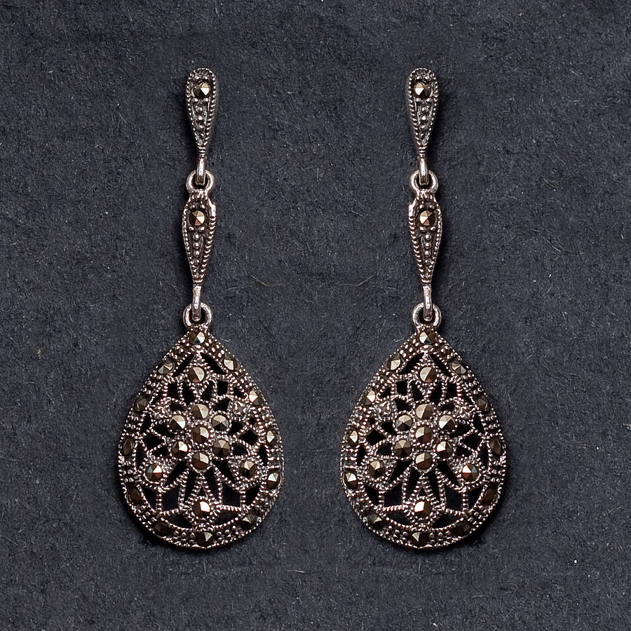 sterling silver marcasite earrings RBAMWYE