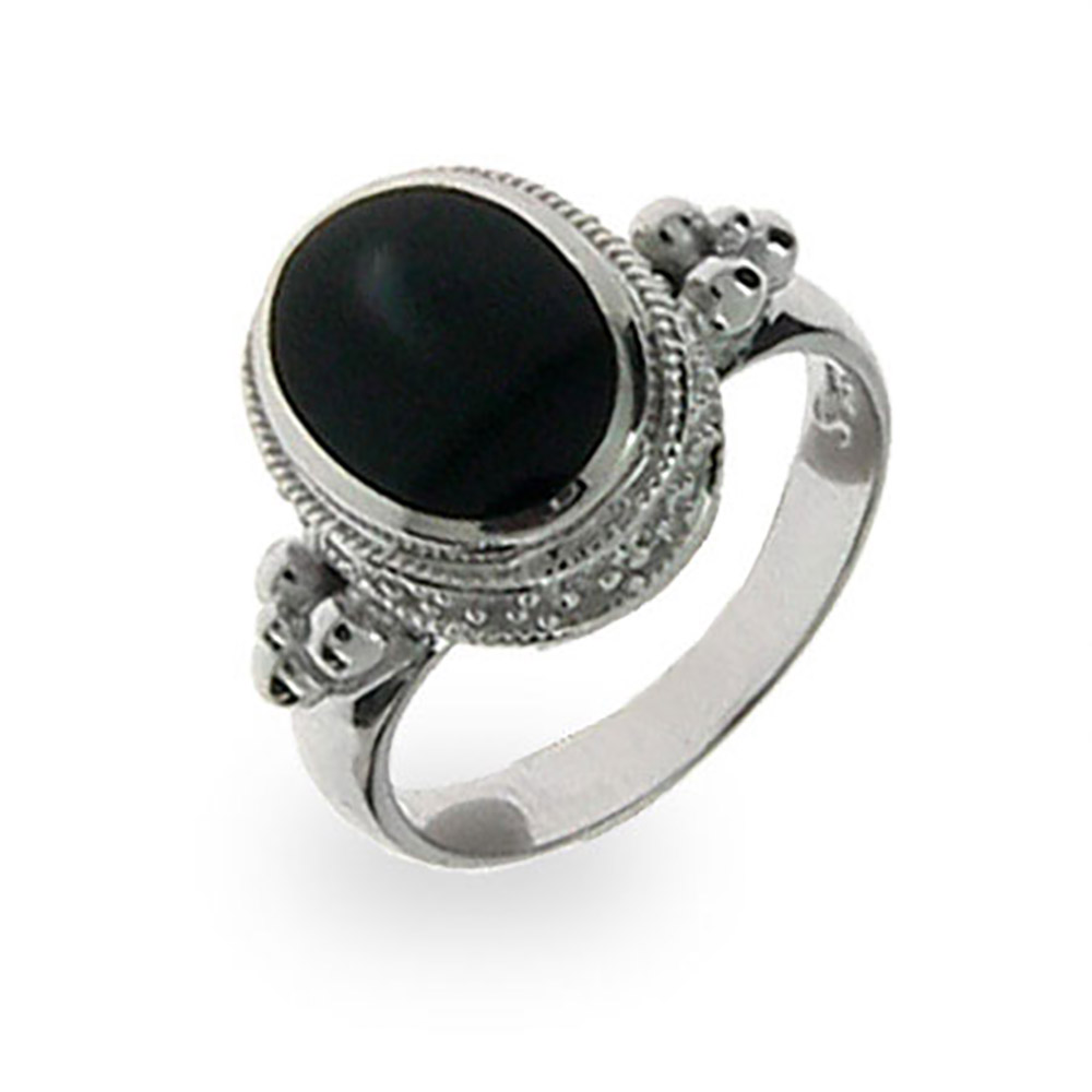 sterling silver oval black onyx ring AGUUSAP