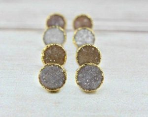 stone earrings druzy stud earrings, druzy earrings, tiny druzy earrings, druzy post  earrings, FCJZJFW