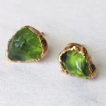 stone earrings raw peridot earring, green peridot earring, august birthstone earring,  green stone GASLWQL