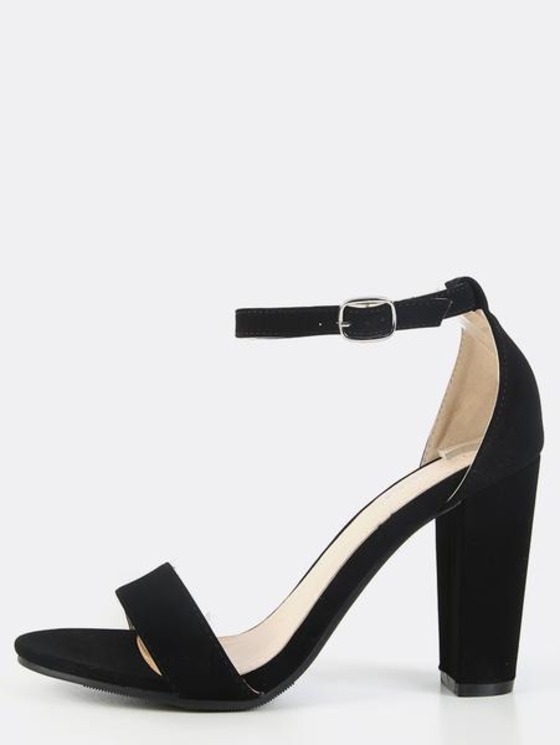 strap heels single sole ankle strap chunky heels black | makemechic.com MISBXLV