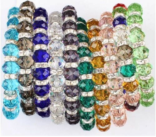 stretch bracelets faceted swarovski crystal stretch bracelet with spacers multiplecolors XBNEFLA
