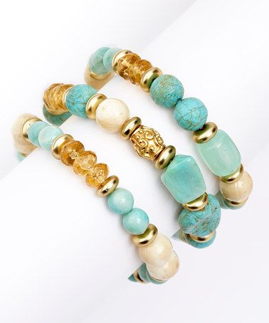 stretch bracelets turquoise u0026 bone beaded stretch bracelet set #zulilyfinds QNXSSVC