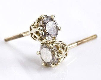 stud earrings for women 2 carat diamond earrings-yellow gold earrings-diamond stud earrings-women  jewelry- HAMVSGB