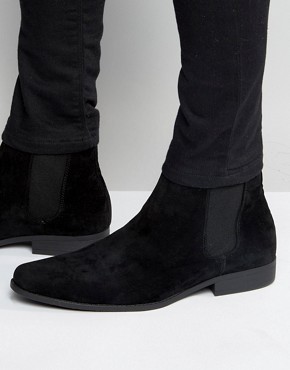 suede boots asos chelsea boots in black faux suede JHQWIVE