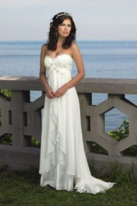 summer wedding dresses empire waist ivory chiffon beach wedding dress 1 YGAIPNZ