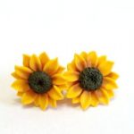 sunflower stud earrings, summer flower, flower earrings, summer jewelry.  yellow flower FFCOITN
