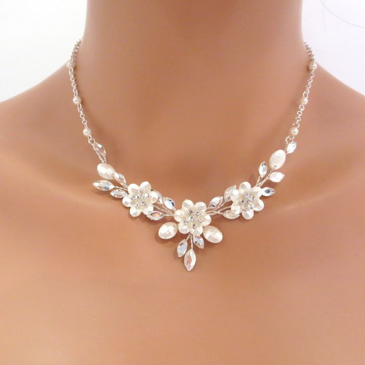 swarovski crystal bridal necklace and earrings set, wedding jewelry set, wedding FVNLMHT