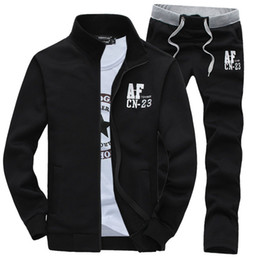 sweat suits for men wholesale-men track suit cotton fleece hoodies sweatshirts sports suit  stand collar casual sports JKSJUNA