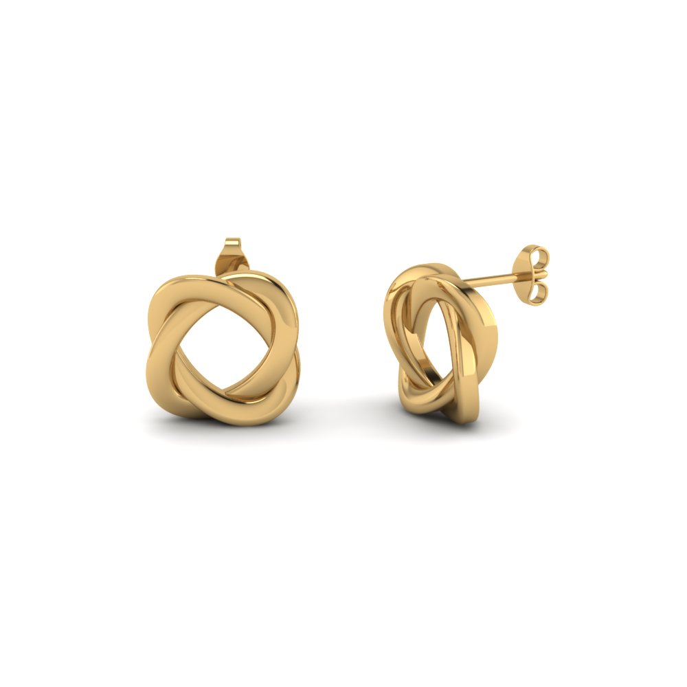 swirl loop gold stud earrings SUBTJEY