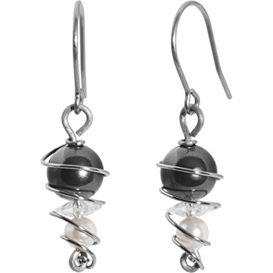 swirl solid titanium earrings created with swarovski crystals BQGHVOL