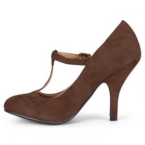 t strap pumps amazon.com | journee collection womens sueded t-strap round toe pumps |  pumps JQJIZBW