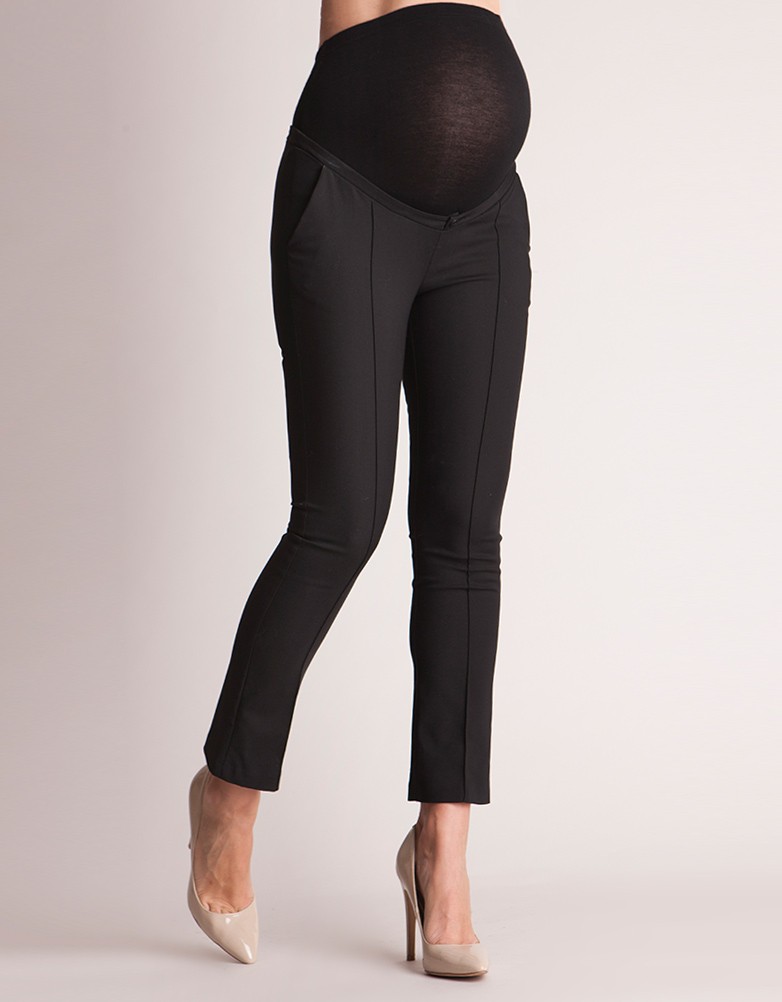tailored black cropped maternity trousers JLZZXAA