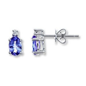 tanzanite jewelry tanzanite earrings oval-cut with diamonds 10k white gold WGRSDEO