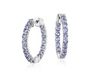 tanzanite jewelry tanzanite hoop earrings in sterling silver (3mm) ZIAOGAM