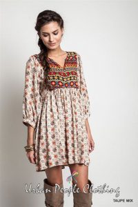 taupe aztec tribal print tunic dress boho chic bohemian clothes trendy  large #urbanpeopleclothing OLZPGKR