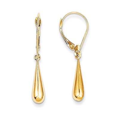teardrop earrings 14k gold tear drop dangle earrings (1.3 in x 0.2 in) VMTABYJ