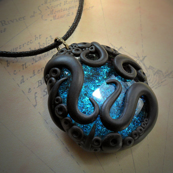 tentacled turquoise glass necklace GCFYIMS