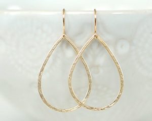 textured gold teardrop earrings OPSCHAY