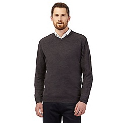 the collection - big and tall dark grey plain v neck jumper WSXMNQP