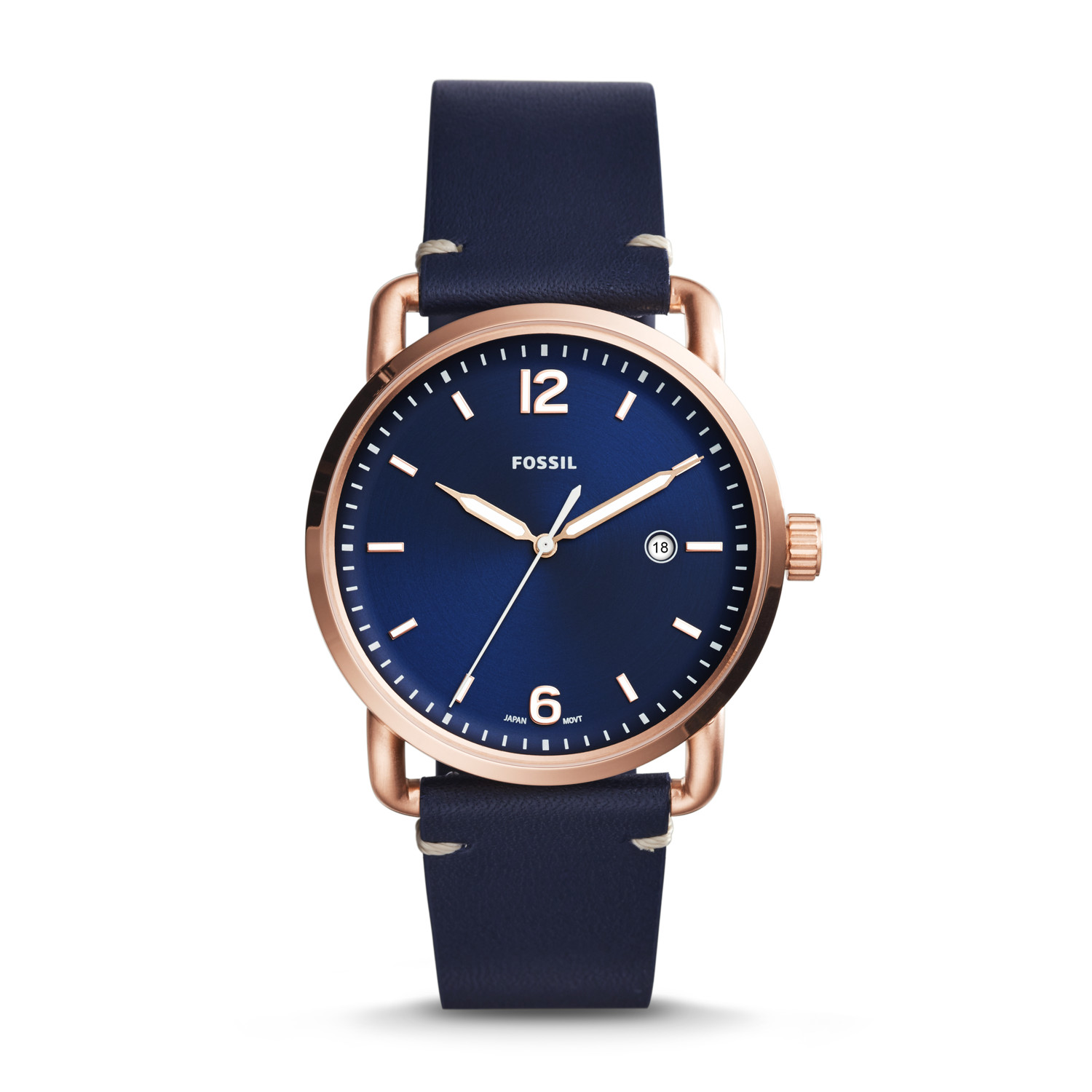 the commuter three-hand date blue leather watch IDMBGNB