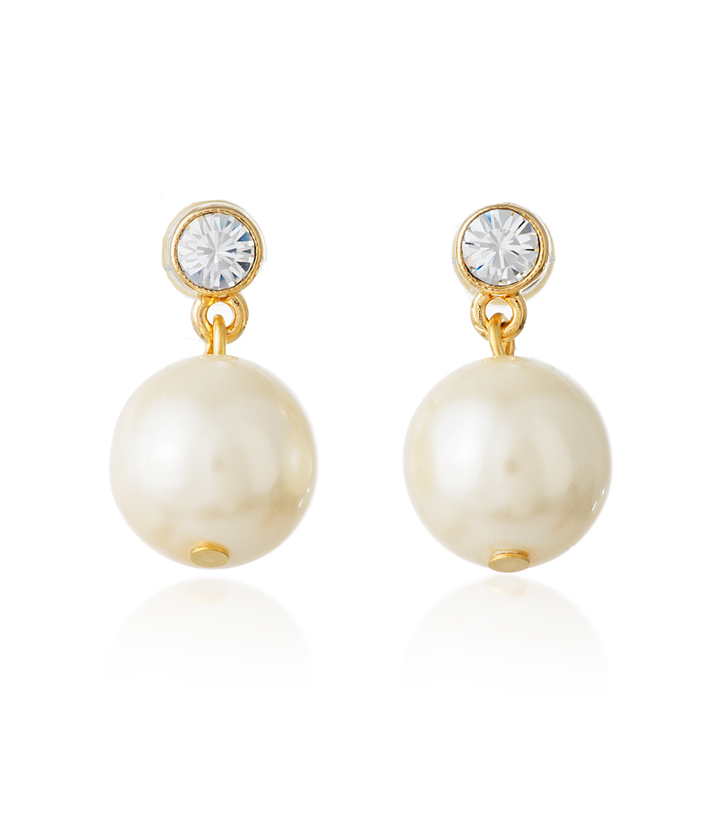 the gold crystal stud with pearl drop earrings are gold plated swarovski SIXOXWQ