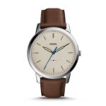 the minimalist slim three-hand brown leather watch NHHDRUZ