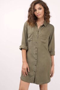 thread u0026 supply thread u0026 supply better days olive chambray shirt dress HKHUWCQ